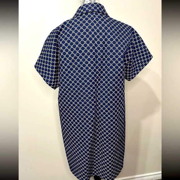 Liz Claiborne navy and white large geometric print ss jacket with pockets - Picture 4 of 10